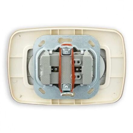 Розетка подвійна без заземлення чорний-золото ELA