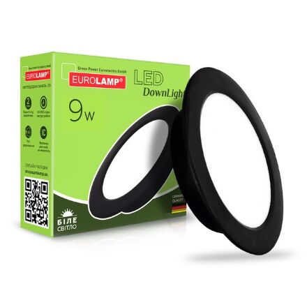 Світильник стельовий світлодіодний EUROLAMP LED 9W 4000K чорний