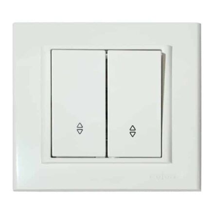 Вимикач прохідний 2-клавішний білий MINA