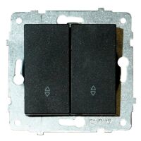 Механізм вимикача прохідний 2-клавішний GRANO чорний