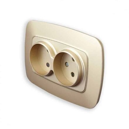 Розетка подвійна без заземлення золото ELA