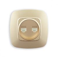 Розетка подвійна комп'ютерна золото ELA