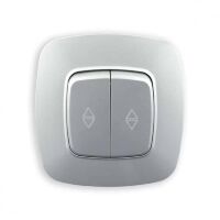 Вимикач прохідний 2-клавішний срібло ELA