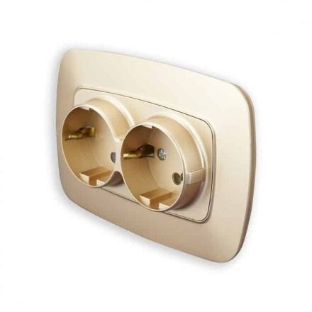 Розетка подвійна з заземленням золото ELA
