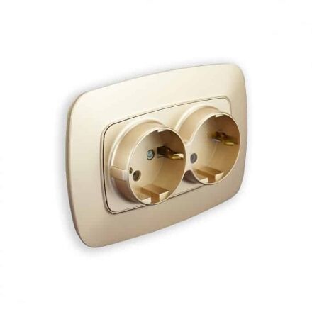 Розетка подвійна з заземленням золото ELA