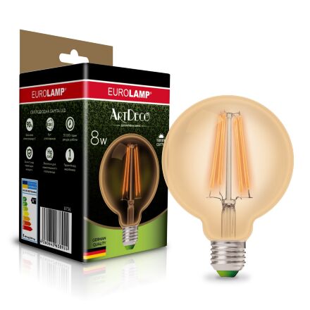 EUROLAMP LED Лампа філамент G95 8W E27 2700K (deco)