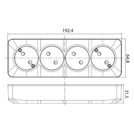 Розетка четверна з заземленням біла POWER MAX-4Е