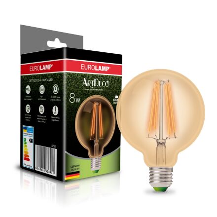 EUROLAMP LED Лампа філамент G95 8W E27 4000K (deco)