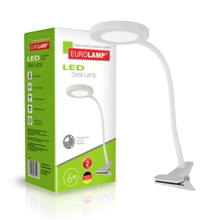 EUROLAMP LED Світильник настільний на прищіпці 6W 5000K білий