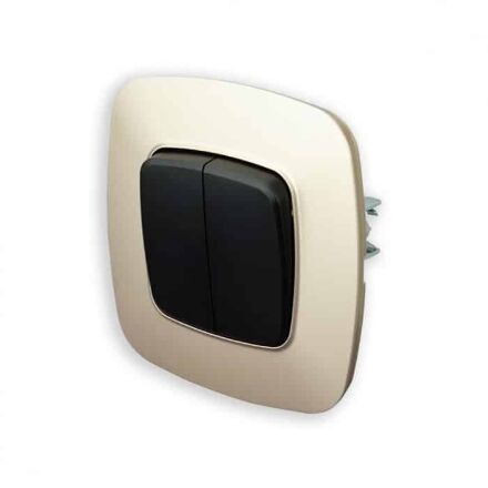 Вимикач 2-клавішний чорний-золото ELA