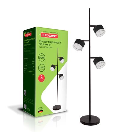 Торшер Eurolamp Onyx GL під змінну лампу 3xGX53 чорний