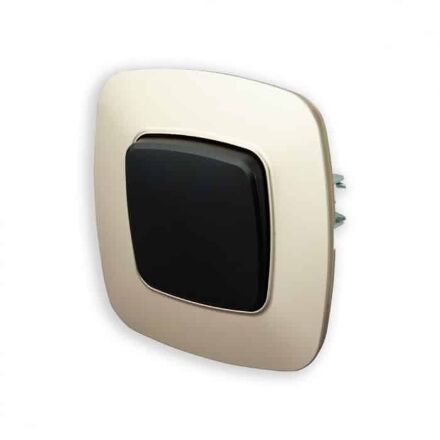 Вимикач 1-клавішний чорний-золото ELA