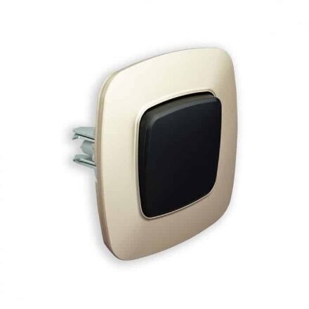 Вимикач 1-клавішний чорний-золото ELA