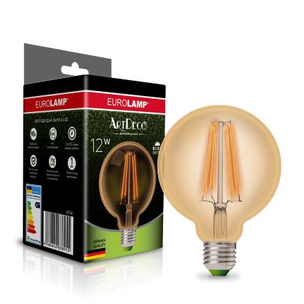 EUROLAMP LED Лампа філамент G95 12W E27 4000K (deco)