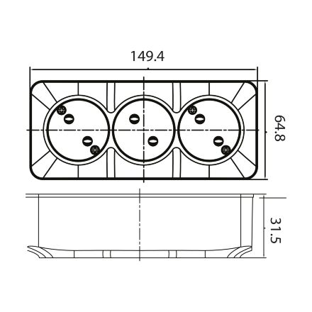 Розетка потрійна без заземлення біла POWER MAX-3