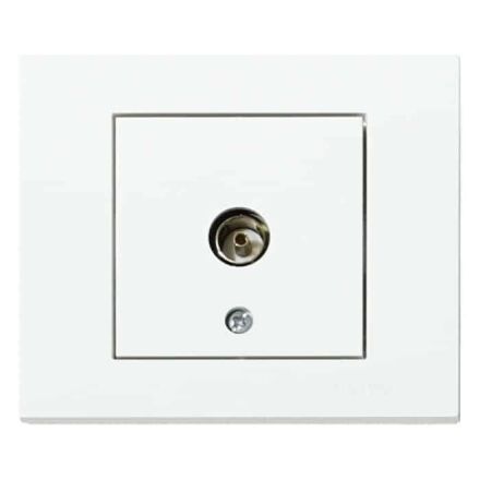 Розетка ТВ прохідна біла GRANO