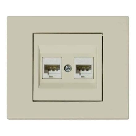 Розетка комп'ютерна двійна (CAT6) кремова GRANO