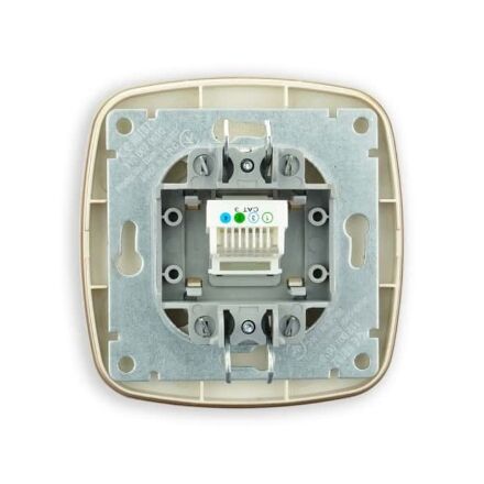 Розетка телефонна чорний-золото ELA