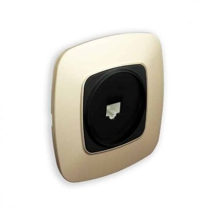 Розетка телефонна чорний-золото ELA