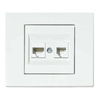 Розетка комп'ютерна двійна (CAT6) біла GRANO