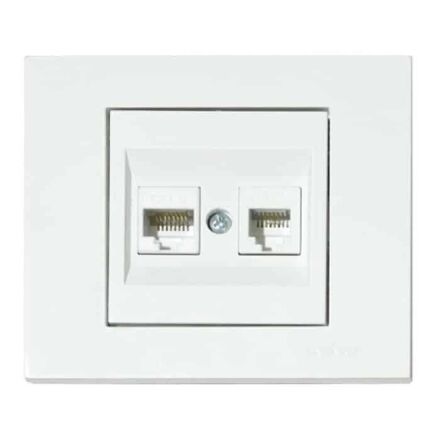 Розетка комп'ютерна двійна (CAT6) біла GRANO