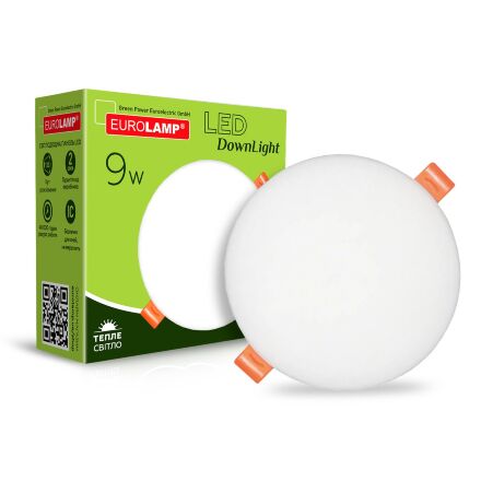 Світильник круглий EUROLAMP LED Downlight 9W 855lm 3000K