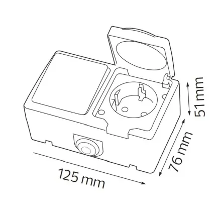 Розетка накладна 2-на з заземленням з кришкою ATOM