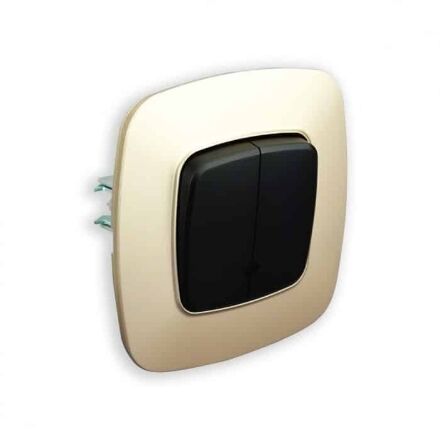 Вимикач 2-клавішний з підсвіткою чорний-золото ELA