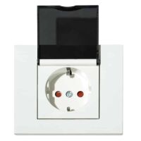 Розетка одинарна з заземленням з кришкою та шторками біла GRANO