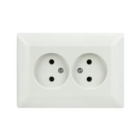 Розетка подвійна без заземлення біла ODAK