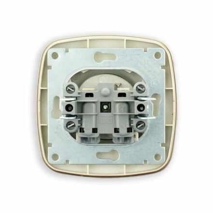 Розетка одинарна без заземленням чорний-золото ELA