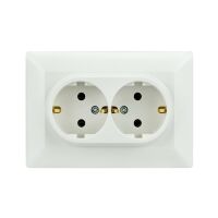 Розетка подвійна з заземленням біла ODAK