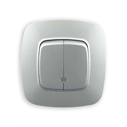 Вимикач 2-клавішний з підсвіткою срібло ELA