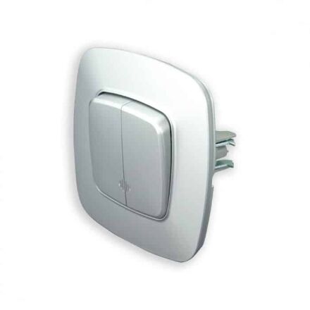 Вимикач 2-клавішний з підсвіткою срібло ELA