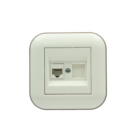 Розетка комп'ютерна (CAT6) LOFT біла+сіра