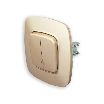 Вимикач 2-клавішний з підсвіткою золото ELA