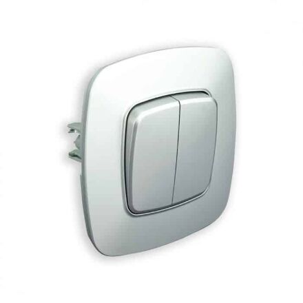 Вимикач 2-клавішний срібло ELA