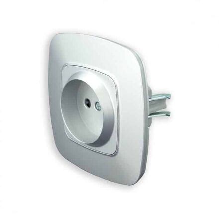 Розетка одинарна без заземлення срібло ELA