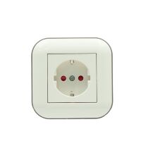Розетка з заз. та шторками LOFT біла+сіра