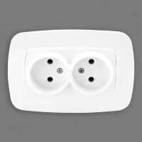 Розетка подвійна без заземлення біла ELA