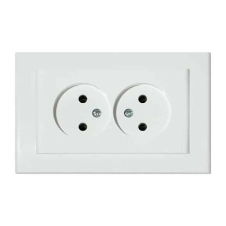 Розетка подвійна без заземлення біла MINA
