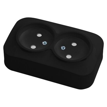 Розетка подвійна без заземлення чорна EVA