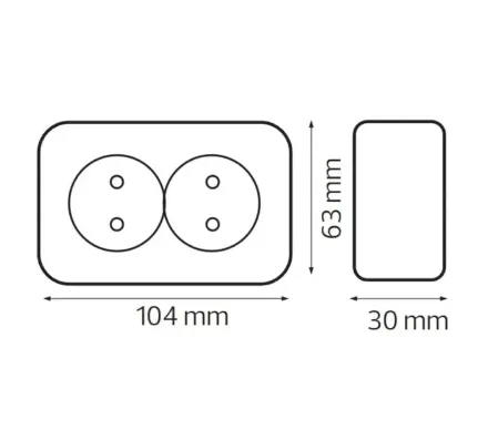 Розетка подвійна без заземлення чорна EVA