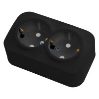 Розетка подвійна з заземленням чорна EVA Розетка подвійна з заземленням чорна EVA