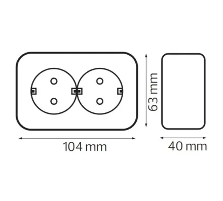 Розетка подвійна з заземленням чорна EVA