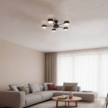 Люстра стельова Eurolamp Iron Glow 5xGX70 чорна