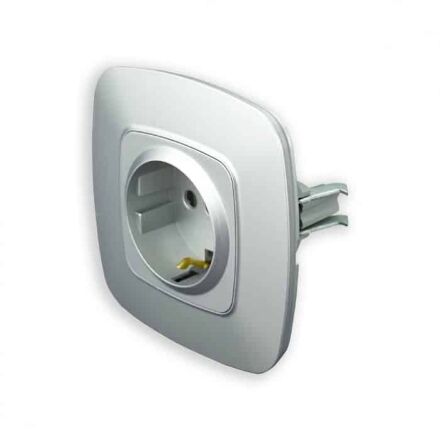 Розетка одинарна з заземленням срібло ELA