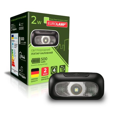Світлодіодний ліхтар налобний акумуляторний Eurolamp 2W SMD Micro-USB чорний