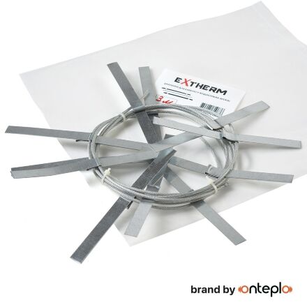 Універсальне кріплення для монтажу нагрівального кабеля у водостоках та лотках: трос у пластиковій оболонці + оцинковані пластини (косичка), 1 м