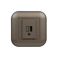 Розетка 1-USB  LOFT мока+чорна